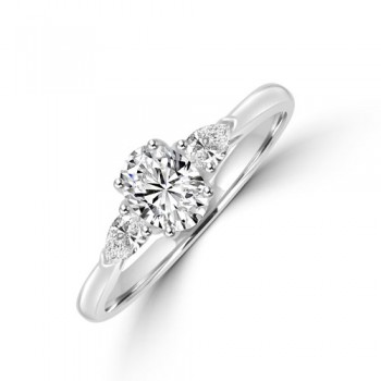 Platinum Three-stone Oval DSi2 Diamond and Pear ring