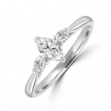 Platinum Three-stone DVS2 Marquise and Pear cut Diamond ring