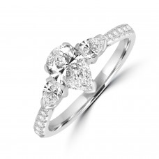 Platinum Three-stone Pear DSi2 Diamond ring