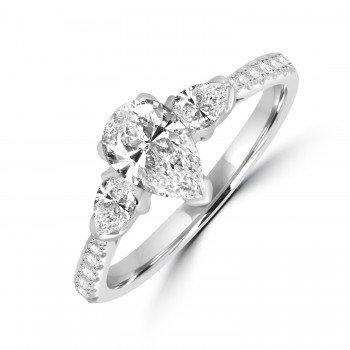 Platinum Three-stone Pear DSi2 Diamond ring