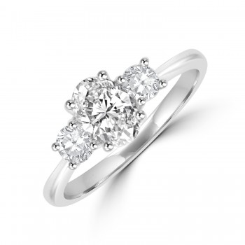 Platinum Oval and Round DVS2 Diamond Three-stone ring