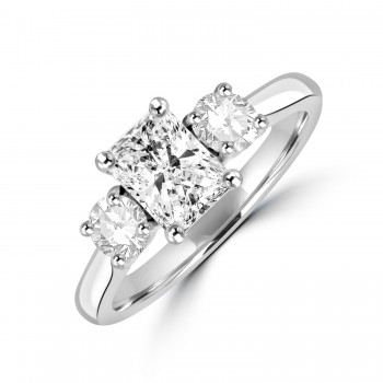 Platinum Three-stone Radiant ESi1 Diamond ring