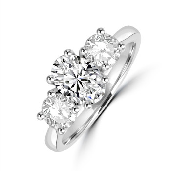 Platinum Oval and Brilliant Diamond Trilogy ring