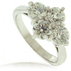 Platinum 4-stone 2x2 Diamond Cluster Ring