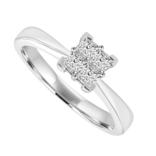 Platinum 4-Stone Princess cut Cluster Ring