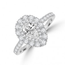 Platinum Pear GVS1 Diamond Double Halo Ring