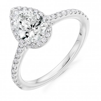 Platinum ESi1 Diamond Pear Halo Ring
