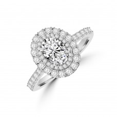 Platinum FSi1 Oval Double Halo Diamond Ring