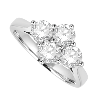 Platinum 2x2 1.00ct Diamond Cluster Ring