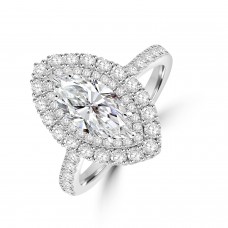 Platinum 1.05ct Marquise FSi2 Diamond Double Halo Ring