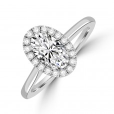 Platinum Oval DSi2 Diamond Halo ring