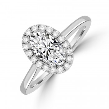 Platinum Oval DSi2 Diamond Halo ring