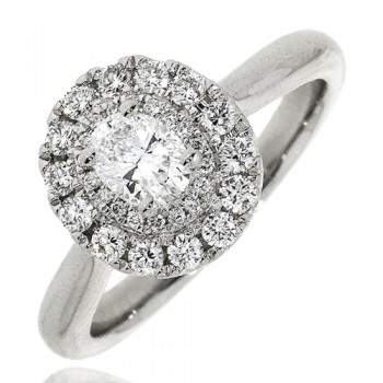Platinum Oval GSi1 Diamond Double Halo Ring