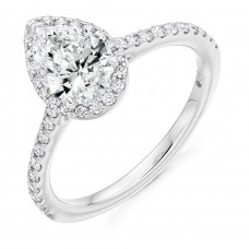 Platinum Pear cut FSi1 Diamond Halo ring