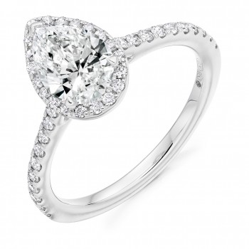 Platinum Pear cut FSi1 Diamond Halo ring