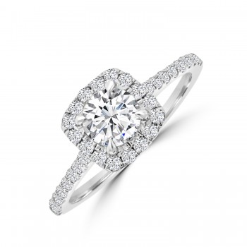 Platinum Solitaire FSi1 Diamond Cushion Halo Ring