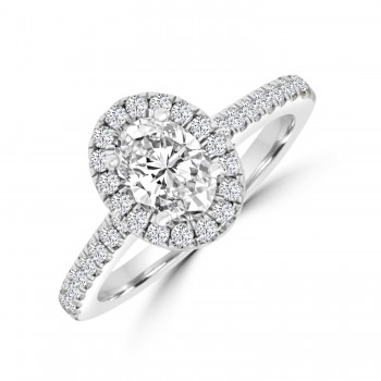 Platinum Oval ESi1 Diamond Halo Ring