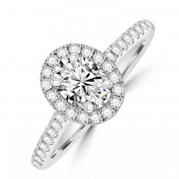 Platinum Oval DVS1 Diamond Halo ring