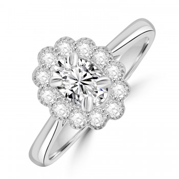 Platinum Oval DSi1 Diamond Floral Cluster ring