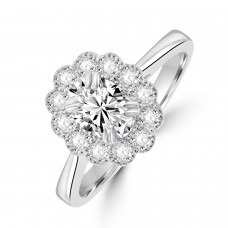 Platinum Oval DSi1 Diamond Daisy Cluster ring