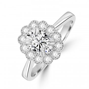 Platinum Oval DSi1 Diamond Daisy Cluster ring