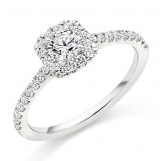Platinum DSi1 Diamond Cushioned Halo ring