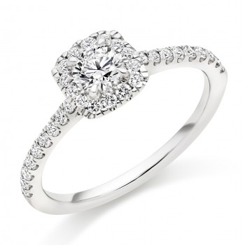 Platinum DSi1 Diamond Cushioned Halo ring