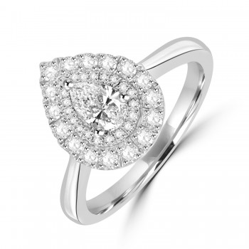Platinum Pear DSi1 Diamond Double Halo ring