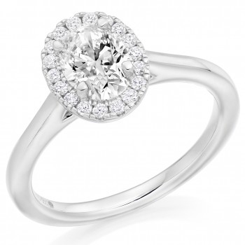 Platinum Oval DSi1 Diamond Halo ring