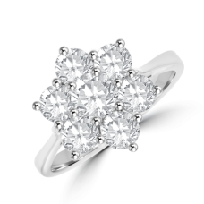 Platinum 1.51ct Diamond Daisy Cluster wedd fit ring