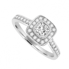 Platinum Cushion GSI1 Diamond Halo ring