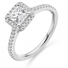 Platinum Princess cut GVS1 Diamond Halo ring