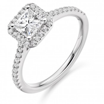 Platinum Princess cut GVS1 Diamond Halo ring