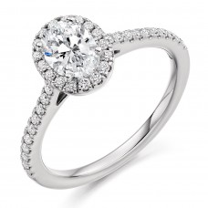 Platinum Oval DSi1 Diamond Halo ring