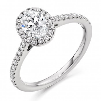 Platinum Oval DSi1 Diamond Halo ring
