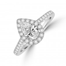 Platinum Pear FSi2 Diamond Halo ring