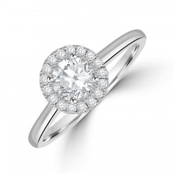 Platinum Solitaire FSi2 Diamond Halo ring