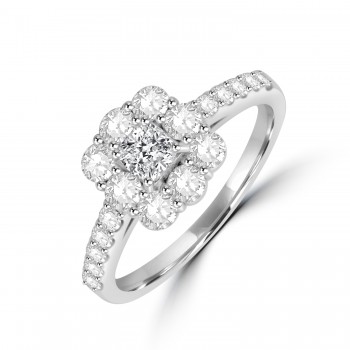 Platinum Cushion Diamond Cluster Vintage ring