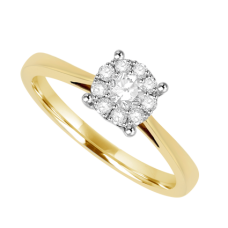 18ct Gold Diamond Solitaire Illusion Cluster Ring