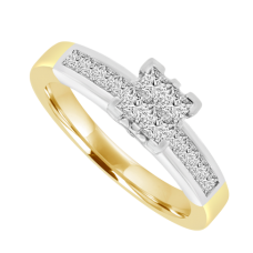 18ct Two-tone Princess cut Diamond Quad Ring