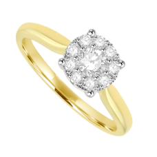 18ct Gold Diamond Solitaire Illusion Ring