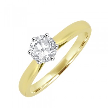 18ct Gold Solitaire GVS2 Diamond 6-claw Engagement Ring