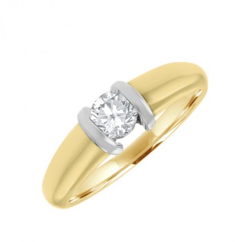 18ct Gold Diamond Solitaire Bar Set Ring