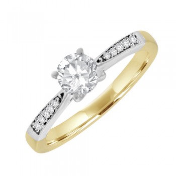 18ct Gold Solitaire GSi2 Diamond Graduated Shoulder Ring