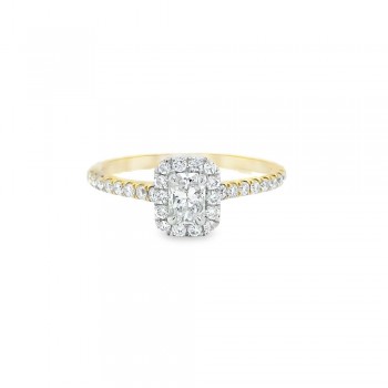 18ct Gold Platinum Phoenix cut Diamond Halo ring