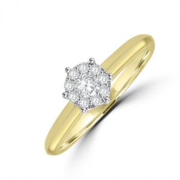 18ct Gold Diamond Solitaire Illusion Engagement Ring