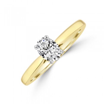 18ct Gold Solitaire Oval DVS1 Diamond Ring