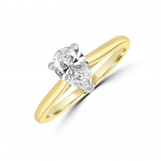 18ct Gold and Platinum .90ct Pear ESi1 Diamond Solitaire Ring