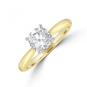 18ct Gold and Platinum 1.00ct Solitaire GSi2 Diamond Ring