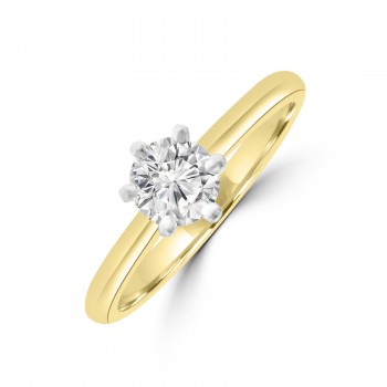 18ct Gold and Platinum .60ct Solitaire ESi1 6-claw Diamond Ring